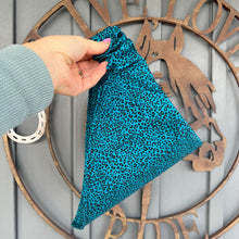 Load image into Gallery viewer, Teal Leopard Scrunchie Dog Bandana