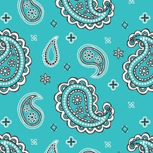 Load image into Gallery viewer, Turquoise Paisley Scrunchie Dog Bandana