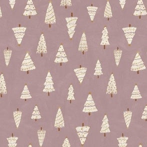 White Christmas Trees on Dusty Lavender Dress