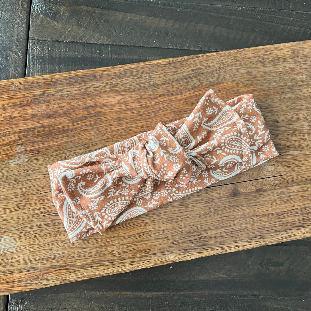 Cinnamon Paisley Top Knot Headband