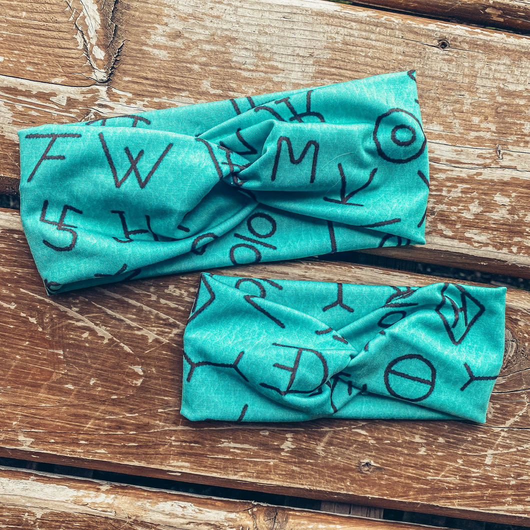 Brands on Turquoise Headband (Toddler ONLY)