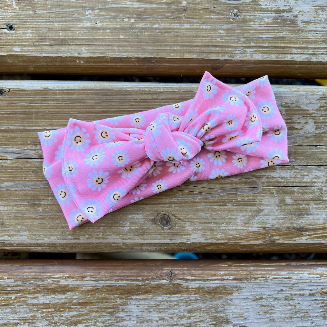 Pink Smiley Bow Bands