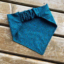 Load image into Gallery viewer, Teal Leopard Scrunchie Dog Bandana
