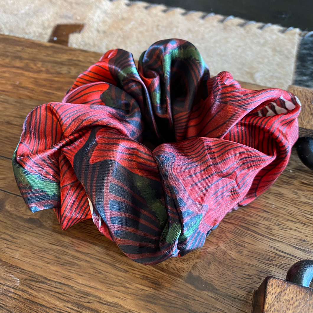 Red Flowers Scrunchies