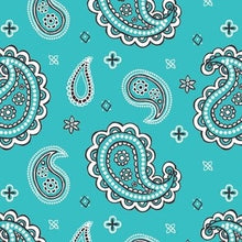 Load image into Gallery viewer, Turquoise Paisley Scrunchie Dog Bandana
